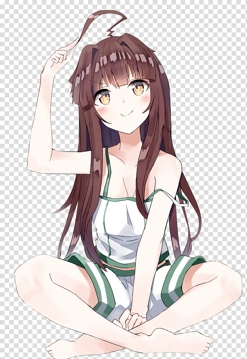 Kuma, girl in white and green clothes anime character transparent background PNG clipart
