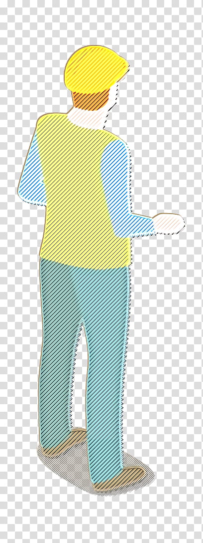 male icon man icon standing icon, Warehouse Icon, Warehouseman Icon, Clothing, Turquoise, Yellow, Sleeve, Pajamas transparent background PNG clipart