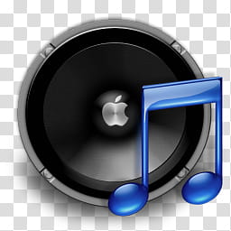 Speaker iTunes, speaker itunes x, black and blue Apple audio file icon transparent background PNG clipart