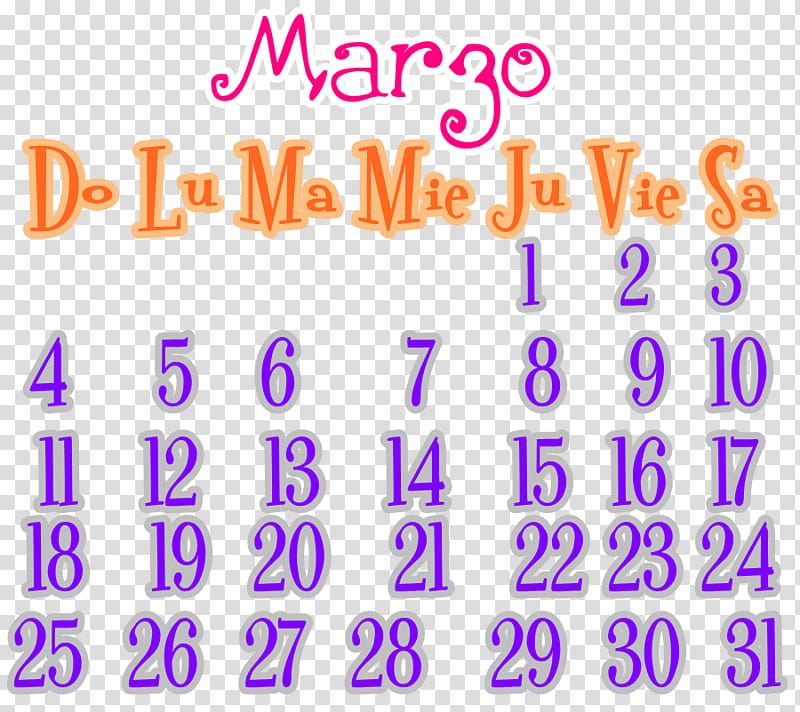 Calendario Marzo Tuto abajo transparent background PNG clipart