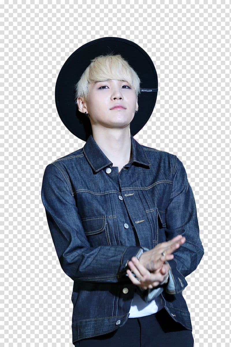 min yoongi , man standing wearing blue denim button-up jacket transparent background PNG clipart