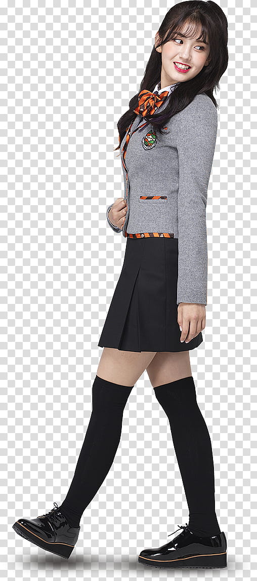 Somi Scoolooks, woman in gray coat and black skirt transparent background PNG clipart