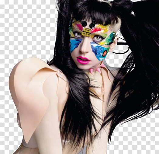 Lady Gaga , women's face paint and beige cap-sleeved top transparent background PNG clipart