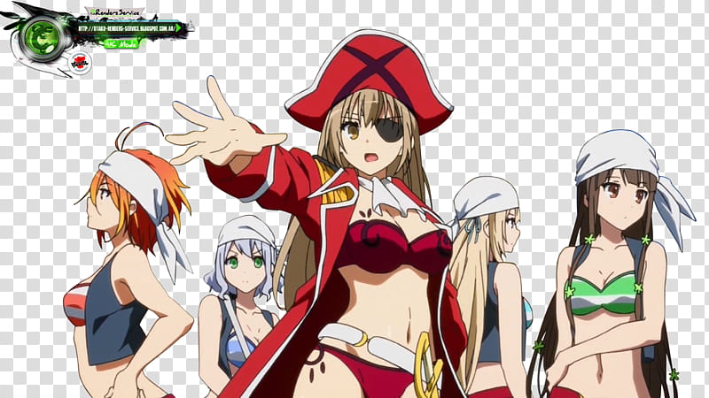 Amagi Brilliant Park Mizugi Pirate Group, five women anime characters transparent background PNG clipart