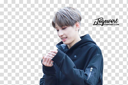 WONWOO FANTAKEN, man wearing blue full-zip hoodie transparent background PNG clipart