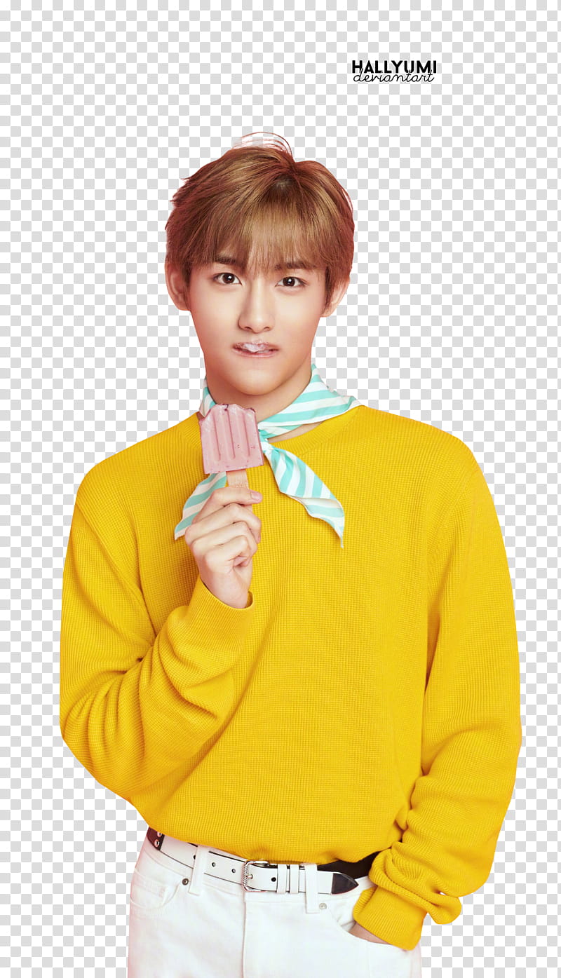 Winwin Lucas and Kun, man holding popsicle transparent background PNG clipart