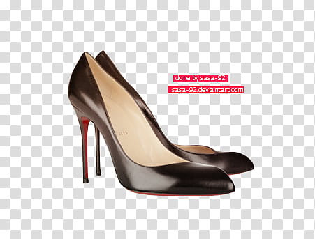 Christian Louboutin s, pair of black leather pumps transparent background PNG clipart