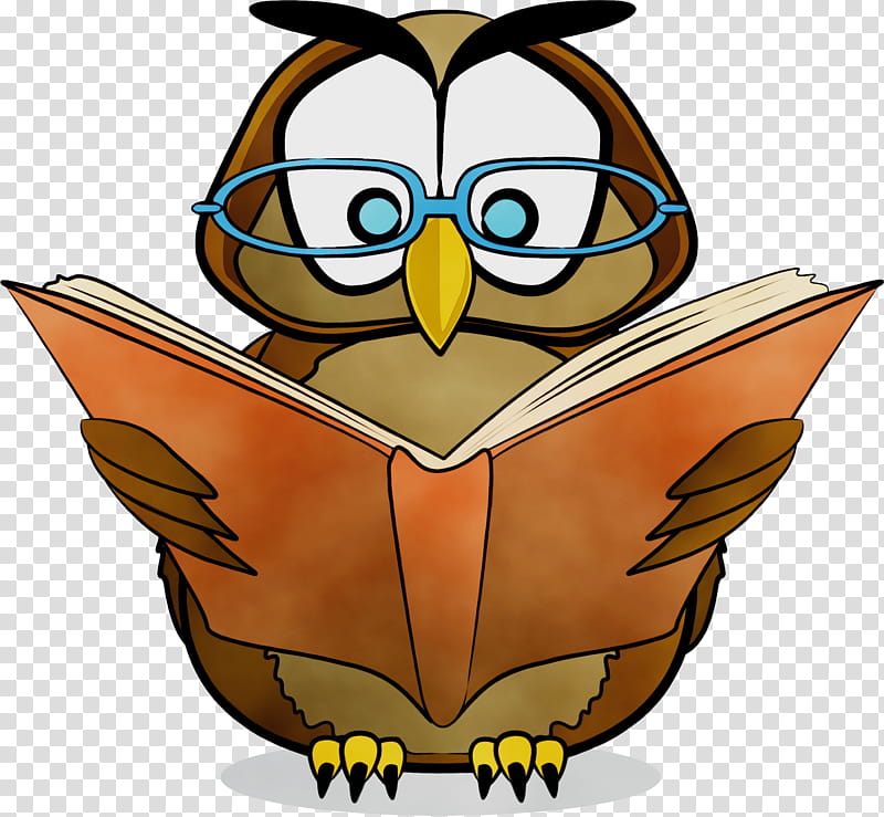 World Book Day, Watercolor, Paint, Wet Ink, Owl, Reading, Book, Fictional Book transparent background PNG clipart