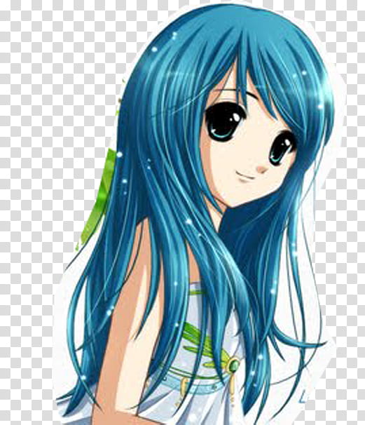 Super descargatelo, blue-haired woman anime character transparent background PNG clipart