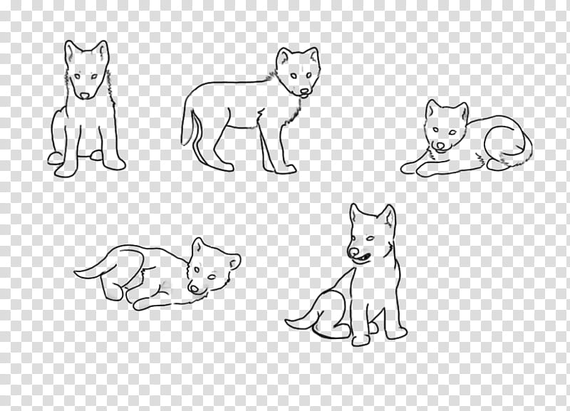 Free Lineart wolf cubs, dogs sketch illustration transparent background PNG clipart