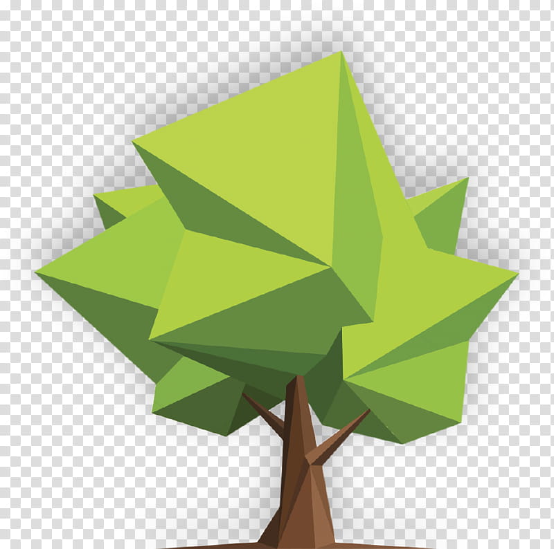Green Leaf, Low Poly, Polygon, Tree, Plant, Art Paper transparent background PNG clipart