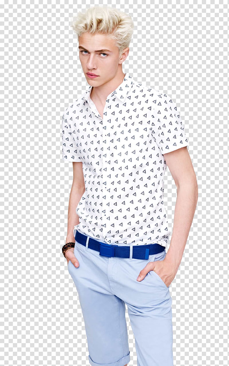 Lucky Blue Smith, men's white and black polo shirt transparent background PNG clipart