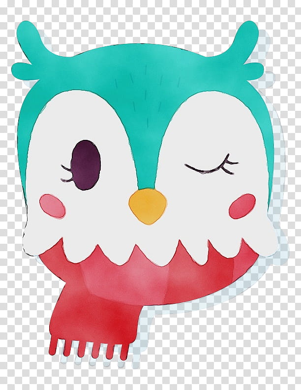 pink cartoon owl bird bird of prey, Watercolor, Paint, Wet Ink, Smile transparent background PNG clipart