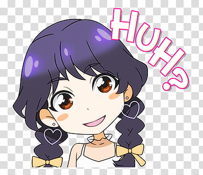 TWICE LINE STICKERS Candy pop edition, purple haired girl anime with text overlay transparent background PNG clipart