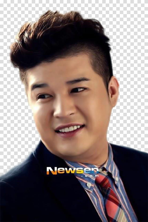 Shindong Super Junior , blue coat transparent background PNG clipart