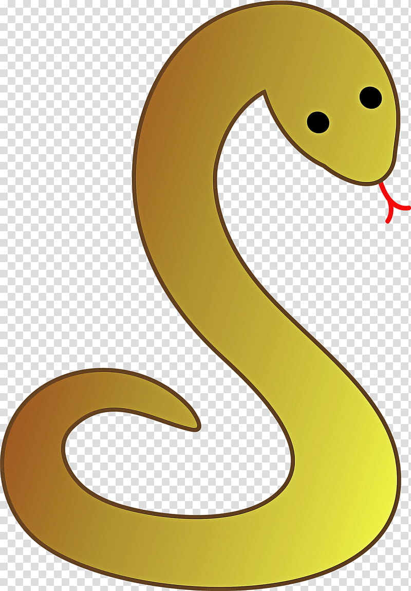 yellow number cartoon symbol font, Snake transparent background PNG clipart