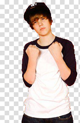 Justin Bieber, Justin Bieber wearing white and black raglan shirt transparent background PNG clipart