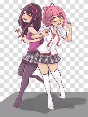 Madohomu Dance Party Two Female Anime Characters Illustration Transparent Background Png Clipart Hiclipart