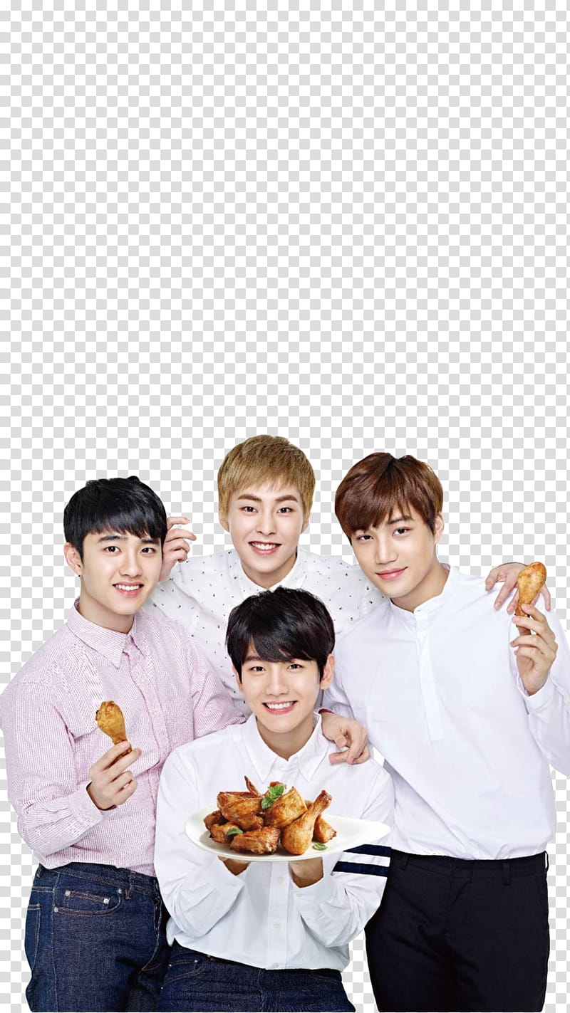 EXO Goobne Chicken, four men smiling transparent background PNG clipart