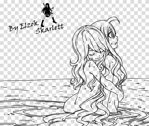 Mavis and Zeira Manga Lineart Fairy Tail transparent background PNG clipart