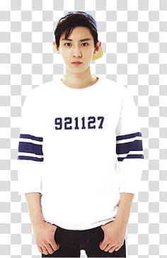 EXO STARDIUM, man in white crew-neck long-sleeved shirt holding his pockets transparent background PNG clipart