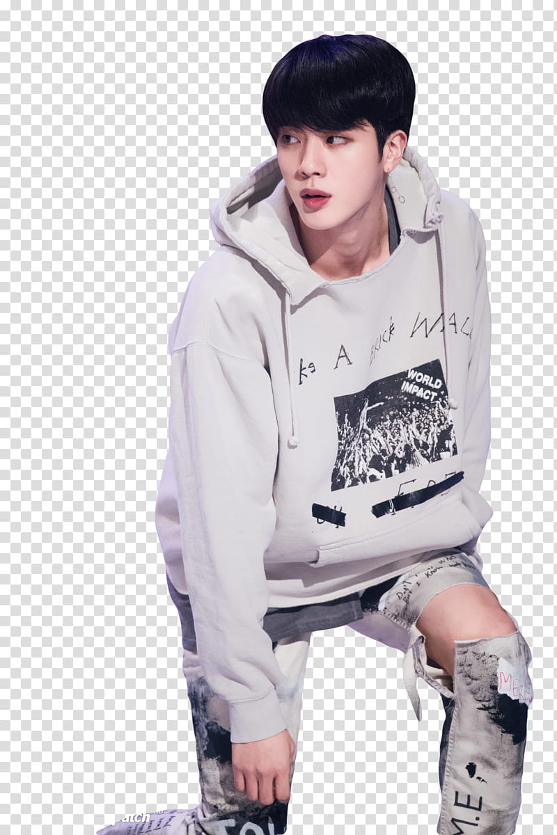 Seokjin BTS, man wearing pullover hoodie transparent background PNG clipart
