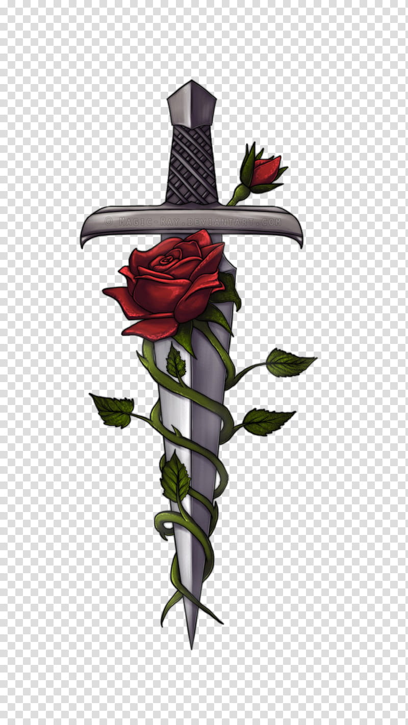 Old School Rose, Knife, Dagger, Sword, Tattoo, Drawing, Body Piercing, Parrying Dagger transparent background PNG clipart
