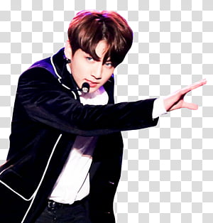 JUNGKOOK BTS , man in black coat transparent background PNG clipart thumbnail