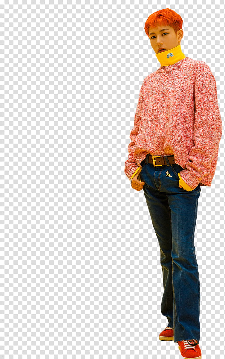 RenJun NCT DREAM , man in pink sweater standing transparent background PNG clipart