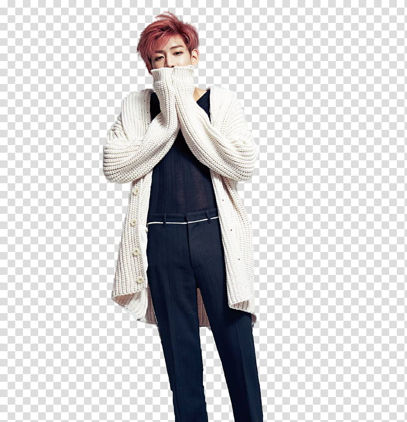 Got Bambam, man wearing white sweater touching his mouth transparent background PNG clipart