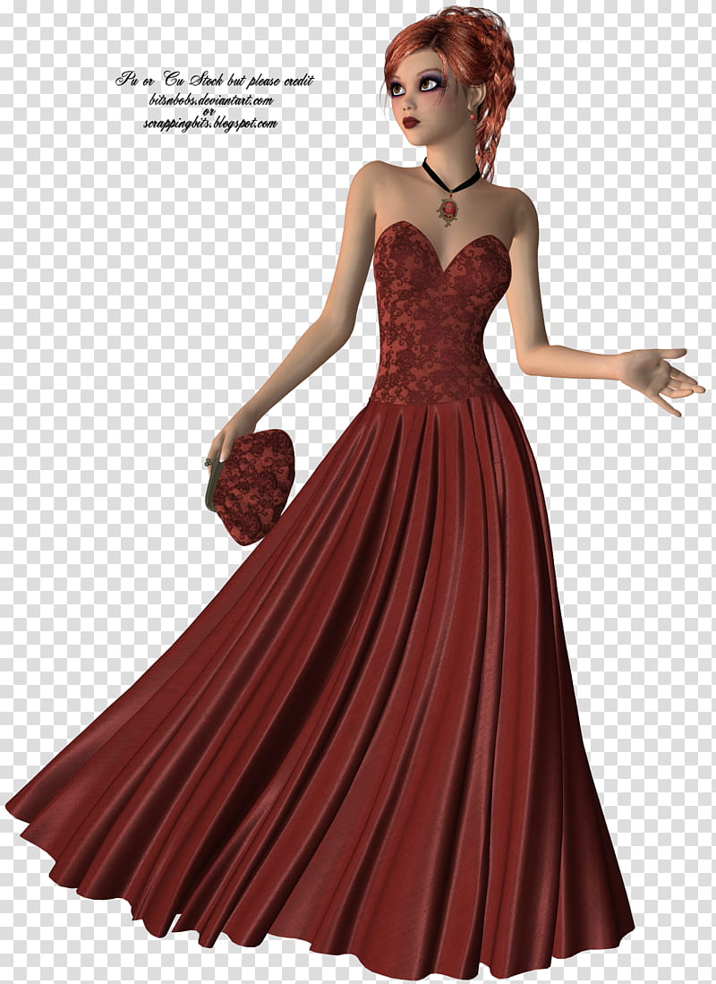 Lady in red, woman in red sleeveless dress art transparent background PNG clipart