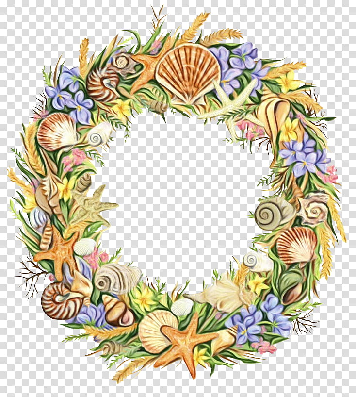 Bouquet Of Flowers Drawing, Wreath, Christmas Day, Garland, Cut Flowers, Flower Bouquet, Watercolor Painting, Seashell transparent background PNG clipart