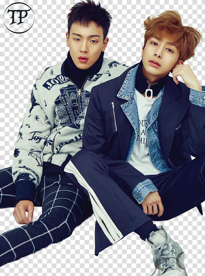 MONSTA X, two men sitting transparent background PNG clipart