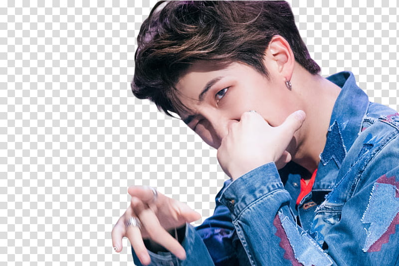 Namjoon BTS, BTS Jimon with left hand on his face transparent background PNG clipart