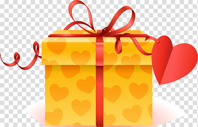 Happy Valentine Set , yellow boxed gift transparent background PNG clipart