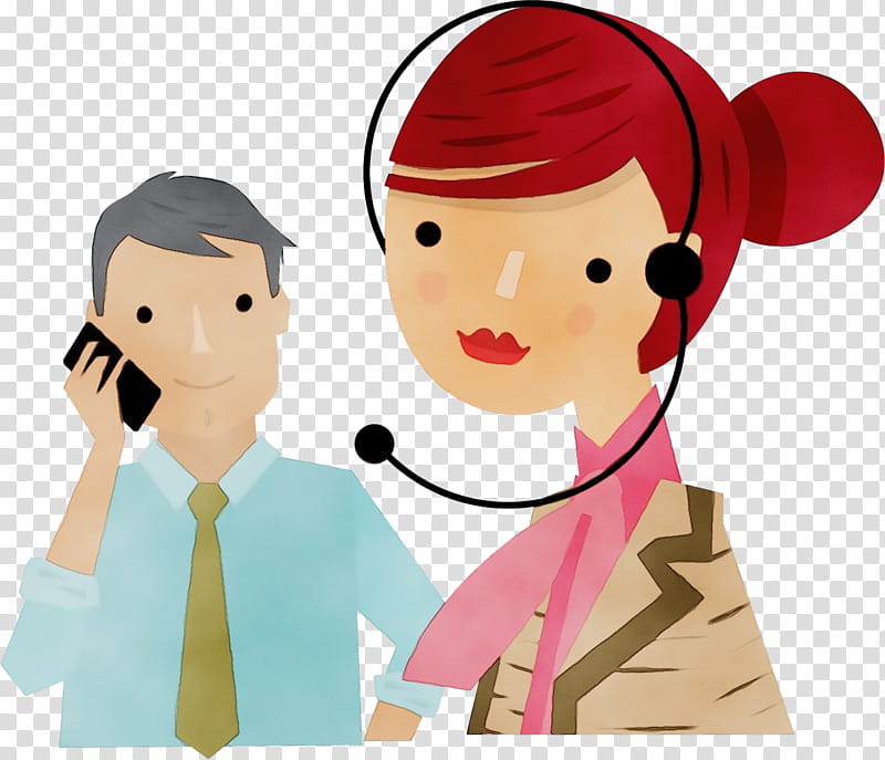 Watercolor, Paint, Wet Ink, Receptionist, Telephone, Mobile Phones, Customer Service, Front Office transparent background PNG clipart