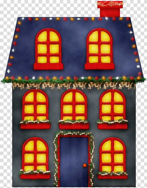 Christmas, Watercolor, Paint, Wet Ink, Christmas Lights, Christmas , Christmas Decoration, House transparent background PNG clipart