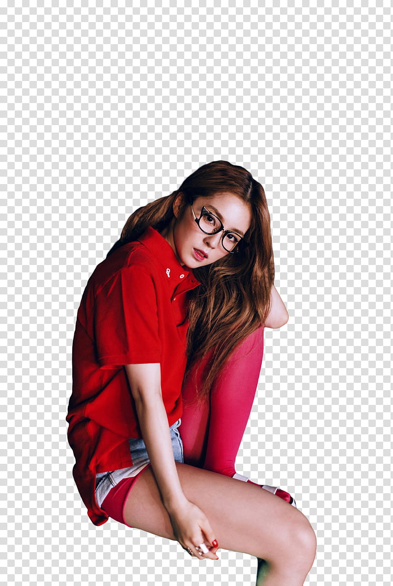 Red Velvet, women wearing red collared shirt transparent background PNG clipart