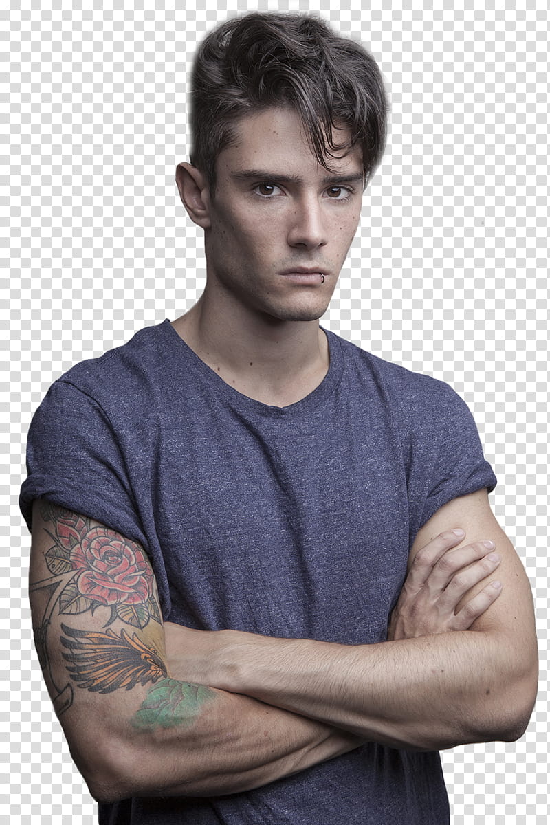 Male Models, man wearing gray crew-neck t-shirt transparent background PNG clipart
