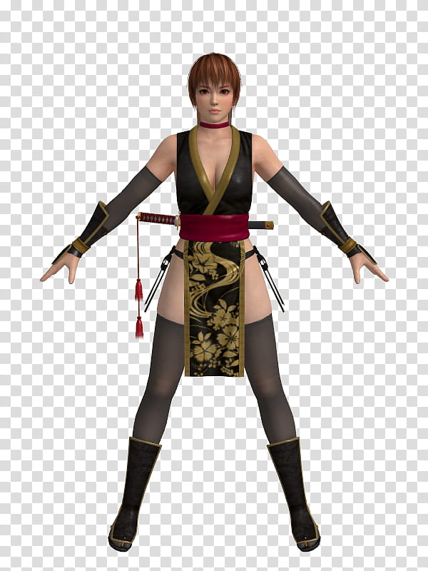 DOA Kasumi Costume  Classic Black, female anime character transparent background PNG clipart