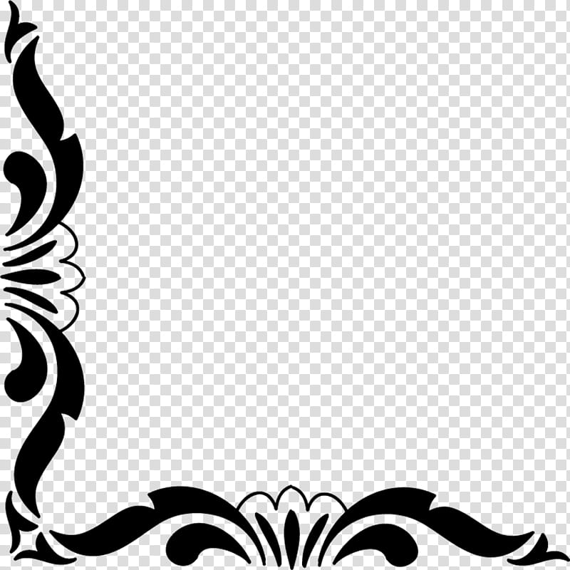 black flower border transparent background PNG clipart