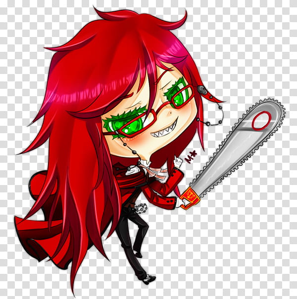 Grell, you foolish lady., girl anime character holding chainsaw transparent background PNG clipart