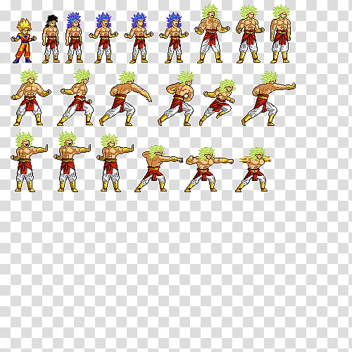 Broly sprite sheet, Dragon Ball character poster transparent background PNG clipart