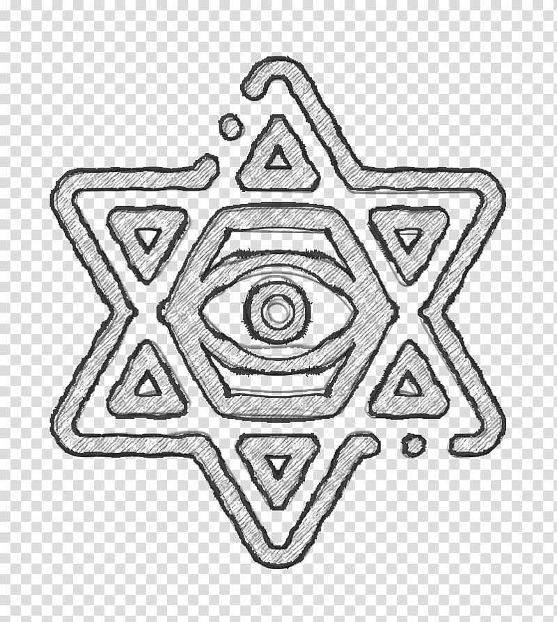 Star of david icon Eye icon Esoteric icon, Line Art, Coloring Book, Symbol, Symmetry transparent background PNG clipart