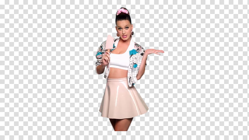 Katy Perry This is How We Do, Katy Perry wearing white sports bra and beige satin skirt transparent background PNG clipart