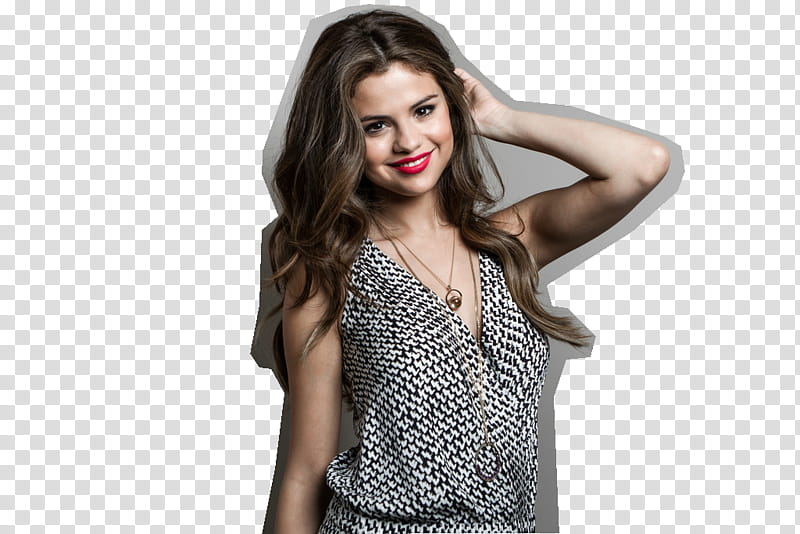 Selena Gomez con borde transparent background PNG clipart
