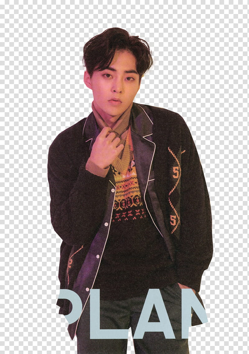 Xiumin EXO Season Greetings , man wearing black jacket transparent background PNG clipart