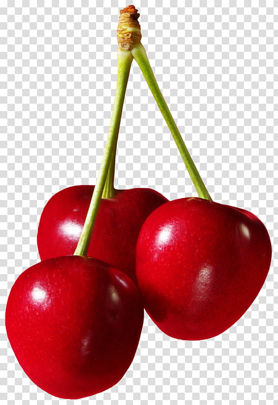 Fruit, three red cherry fruits transparent background PNG clipart