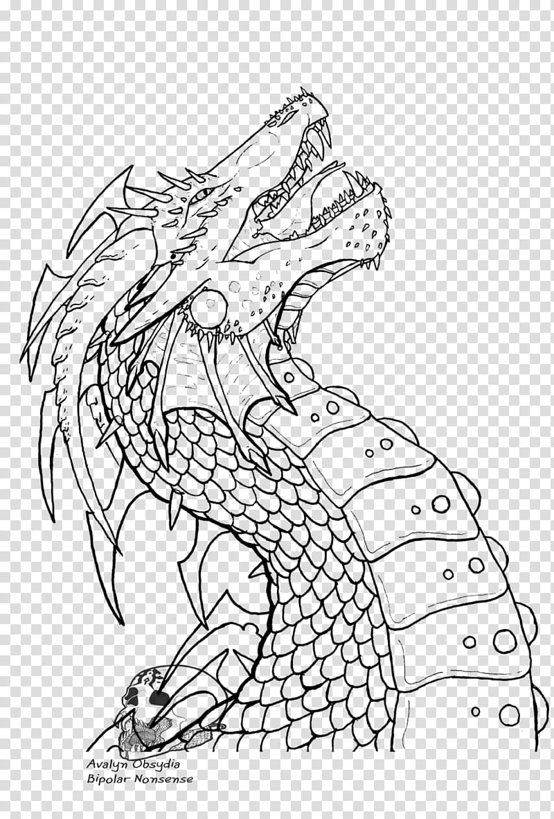 Free Line Art Dragon Updated, gray dragon illustration transparent background PNG clipart