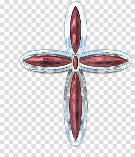 Glint n Shine Resource kit, silver-colored red gemstone cross pendant illustration transparent background PNG clipart